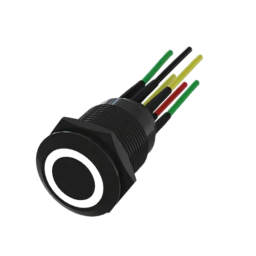 Bouton pousoir noir 19 mm vert / blanc NO+NC