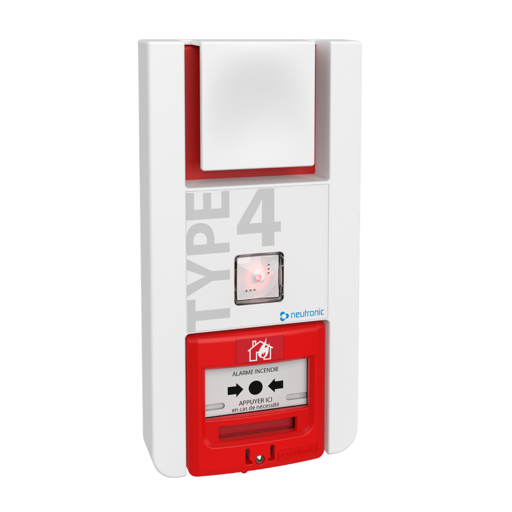 Equipement Sonore Lumineux Type 4 à piles Radio Adressable Connecté avec DM rouge intégré