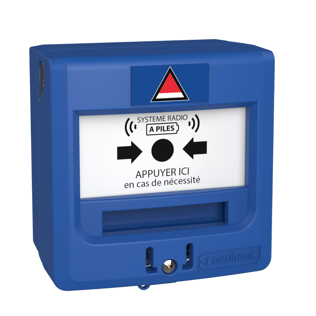 Déclencheur Manuel (DM) bleu Risque Majeur à piles Radio Adressable Connecté