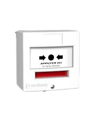 DM 1 contact en saillie ou encastrable BLANC "APPUYER ICI" + CAPOT  (NEU-5710B1C)