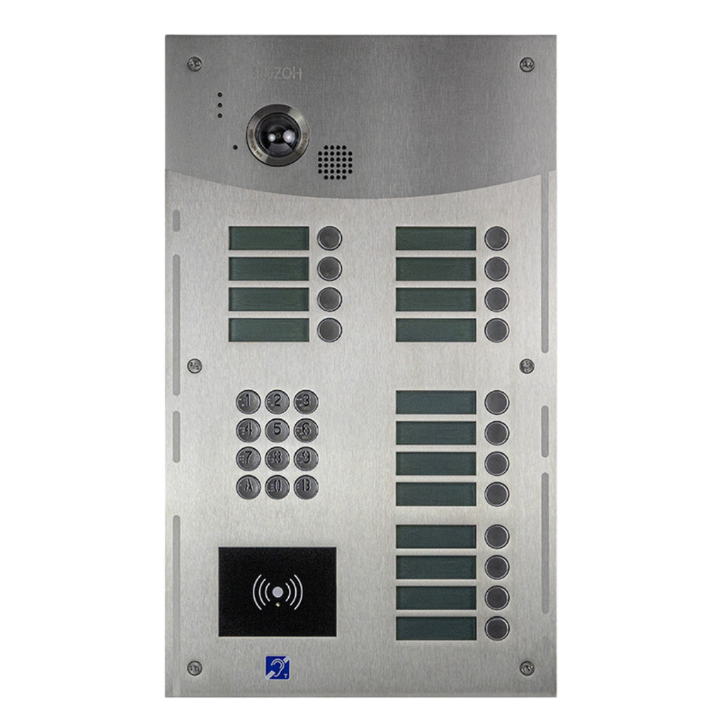 Interphone Vidéo 16 boutons avec clavier codé + lecteur de badges mains-libres