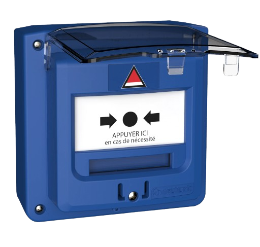 Déclencheur Manuel (DM) BLEU Risque Majeur étanche à piles Radio + Capot