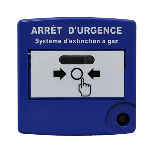Déclencheur manuel double action bleu "arrêt d'urgence"  (HO-DMB10080)