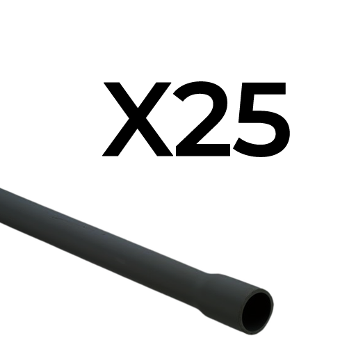 [TLTI20N3M] SAC DE 25 TUBES IRO PVC 3M NOIR DIAMETRE 20