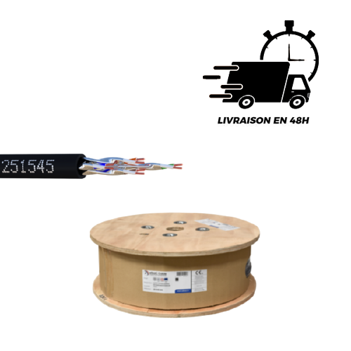 [251545-W5] CABLE RESEAU U/FTP CAT6A INTERIEUR/EXTERIEUR 500M NOIR  (U/FTP-C6A-EXT/T5)