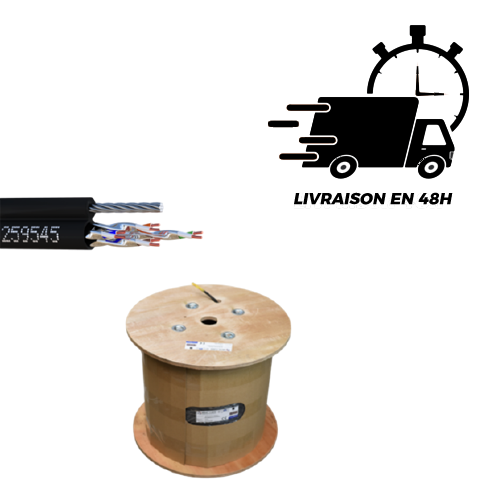 [259545-W5] CABLE RESEAU U/FTP CAT6A EXTERIEUR AUTOPORTE 500M  (U/FTP-AUTO-EXT/T5)