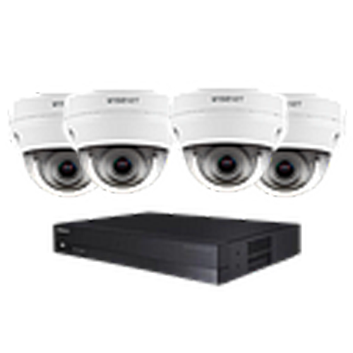 [KIT IP HANWHA 4CH 4M] KIT IP HANWHA 4 Dômes 4 Mpxls