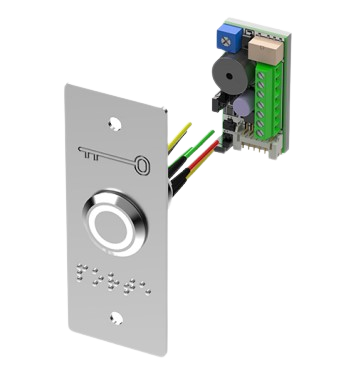 [PB19VB_BBL-E] BP inox avec plaque etroite et braille PORTE  Led bicolore V/B