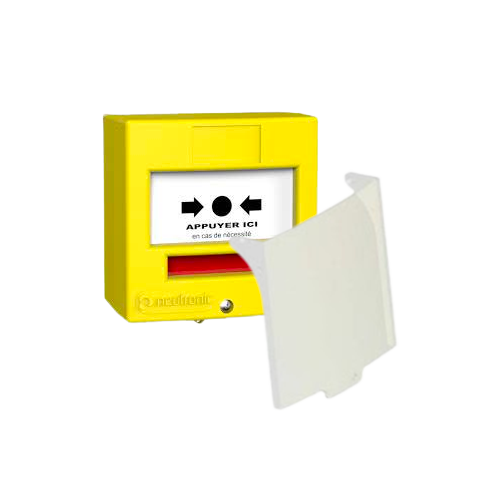 [5710J1C] DM 1 contact en saillie ou encastrable JAUNE "APPUYER ICI" + CAPOT  (NEU-5710J1C)