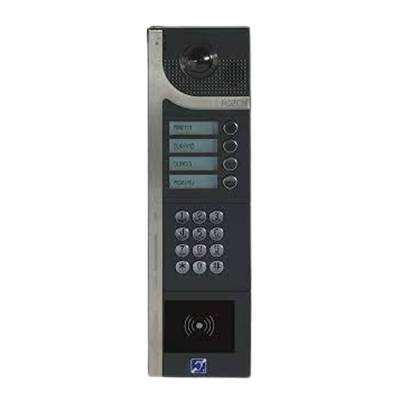 [R202-1004] Interphone Vidéo 4 boutons avec clavier codé 12 + lecteur de badges mains-libres 