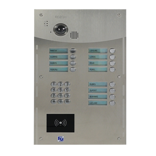 [R202-0012] Interphone Vidéo 12 boutons avec clavier codé + lecteur de badges mains-libres 