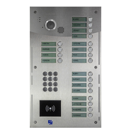 [R202-0020] Interphone Vidéo 20 boutons avec clavier codé + lecteur de badges mains-libres 